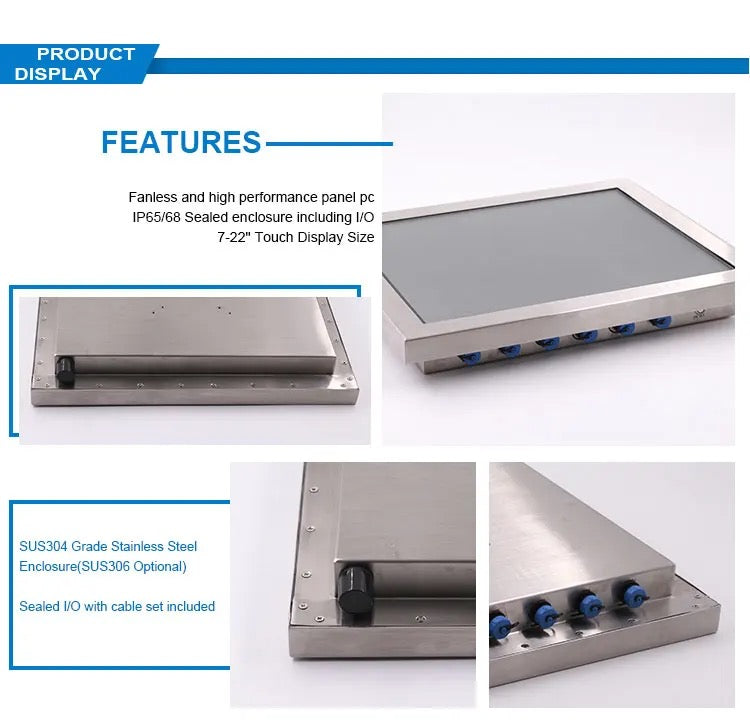 IP65/66//67/68 fully water resistant industrial touchscreen computers kiosks