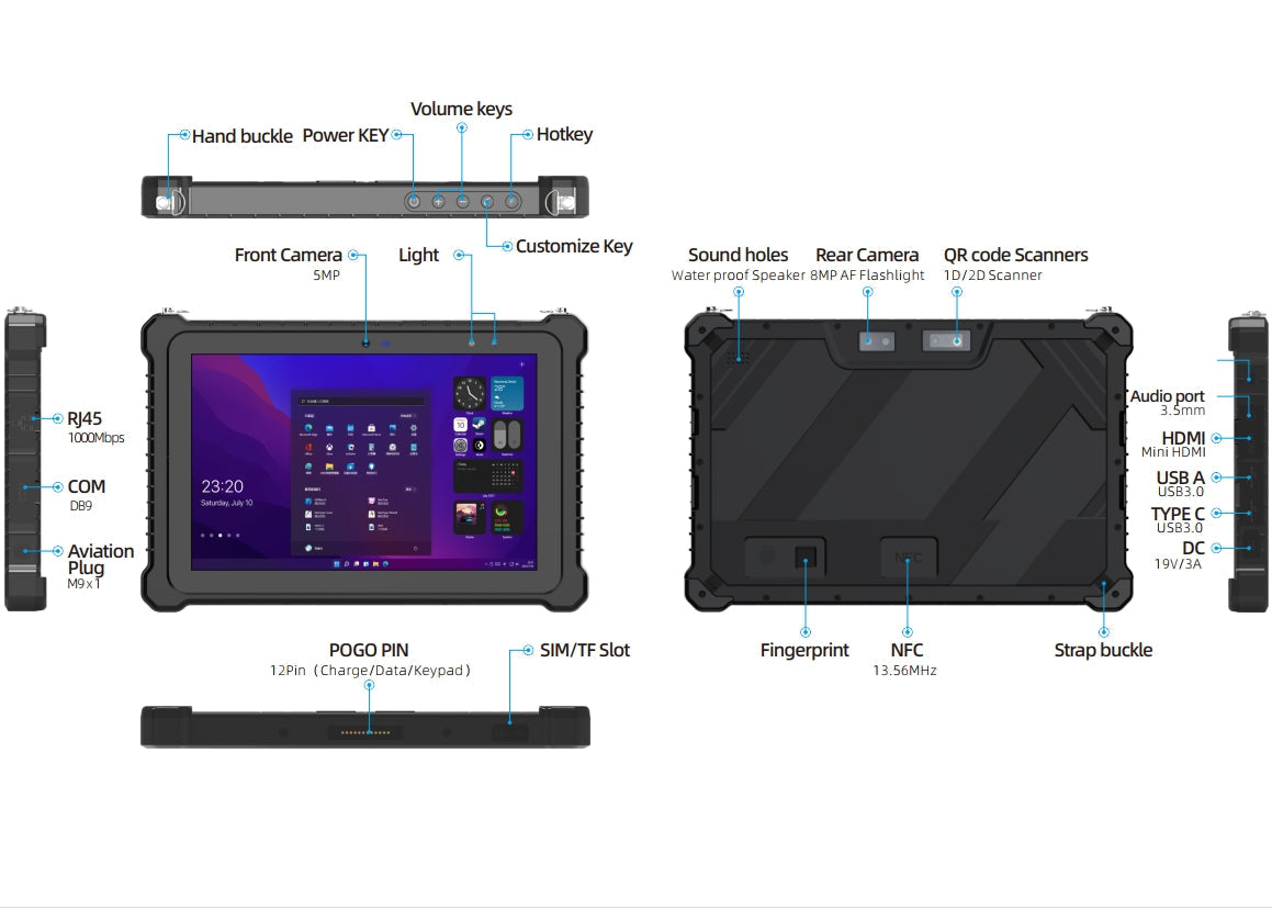 IP67 Water Resistant industrial portable tablet PC