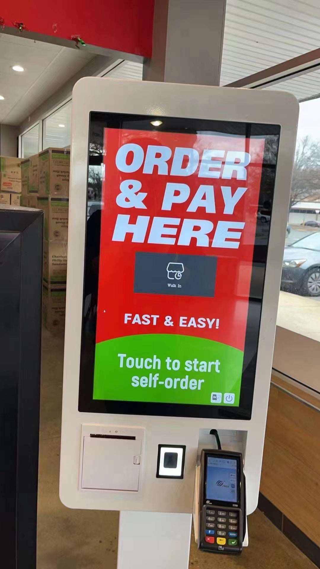 wall mount-free-standing self ordering POS KIOSK